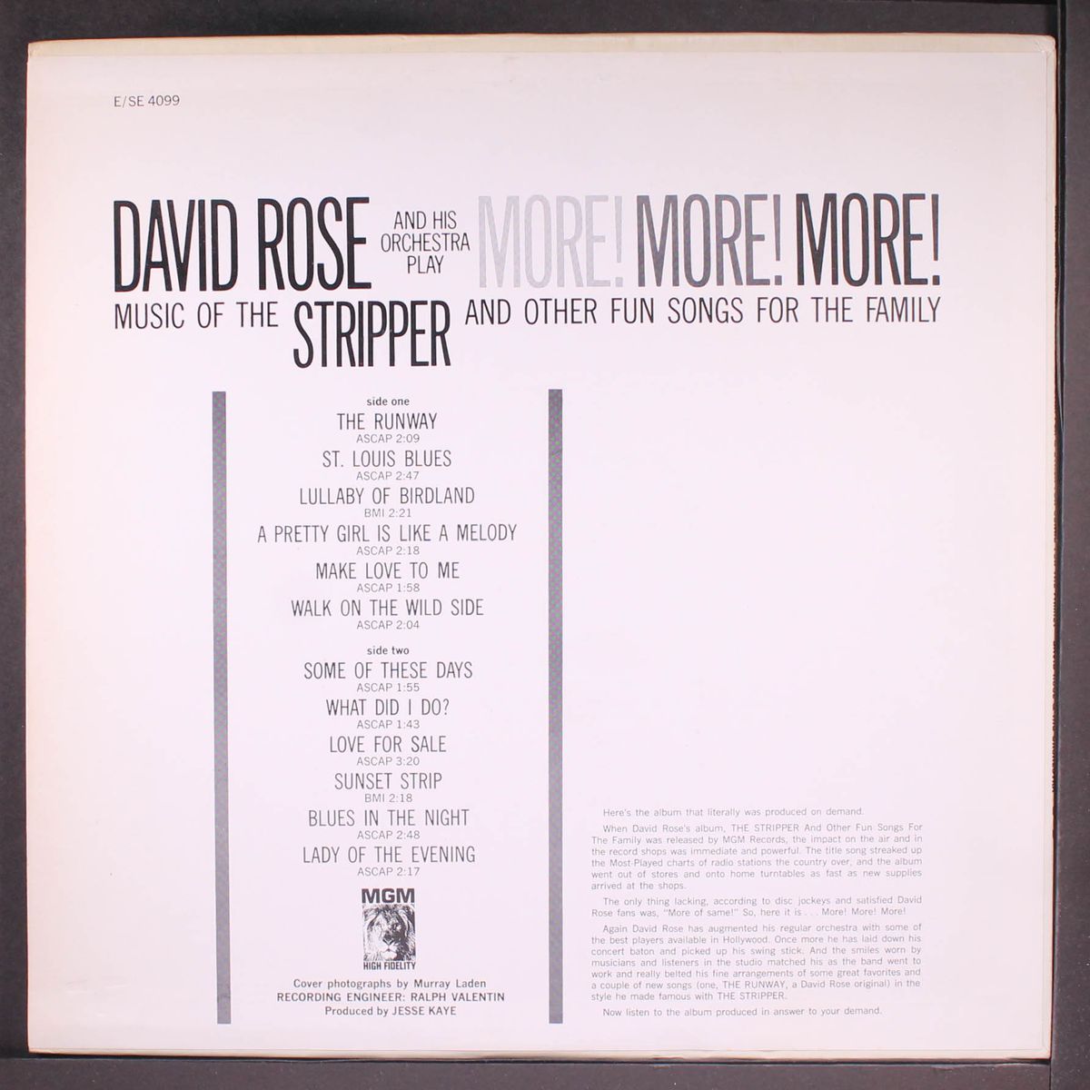 more!, more!, more! music of the stripper by DAVID ROSE