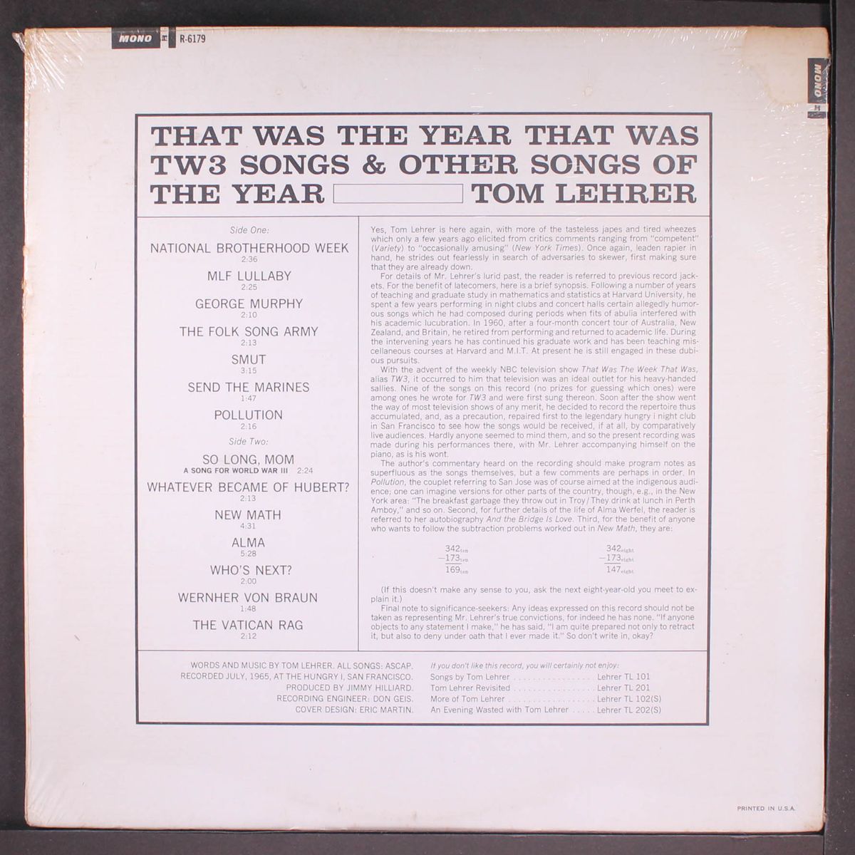 that was the year that was by TOM LEHRER