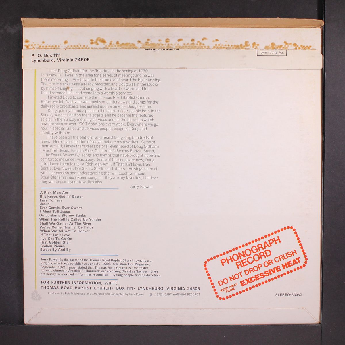 sings jerry falwell's tv favorites by DOUG OLDHAM