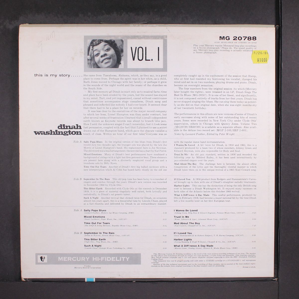 this is my story vol. 1 by DINAH WASHINGTON