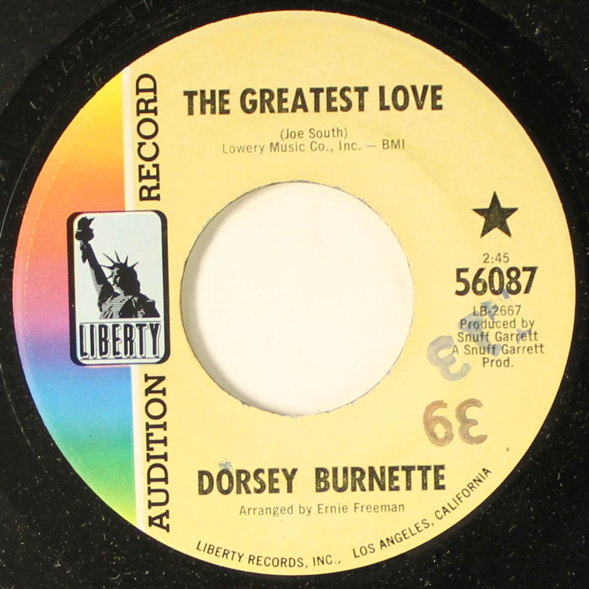the greatest love by DORSEY BURNETTE
