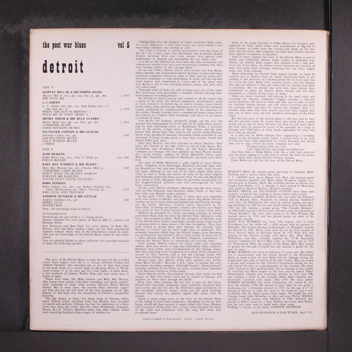 the post-war blues; detroit by VARIOUS