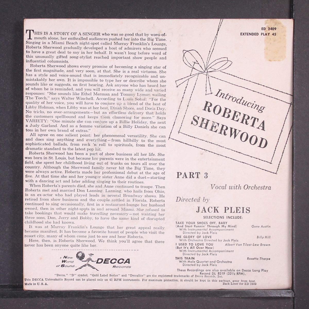 introducing, part 3 by ROBERTA SHERWOOD