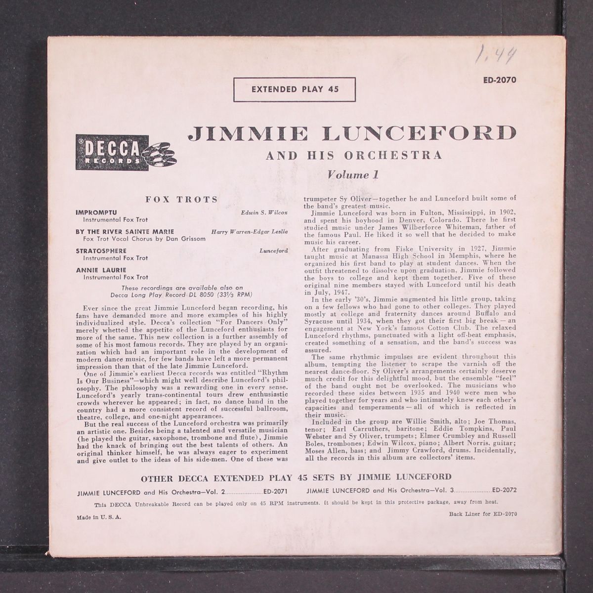 vol. 1 by JIMMY LUNCEFORD