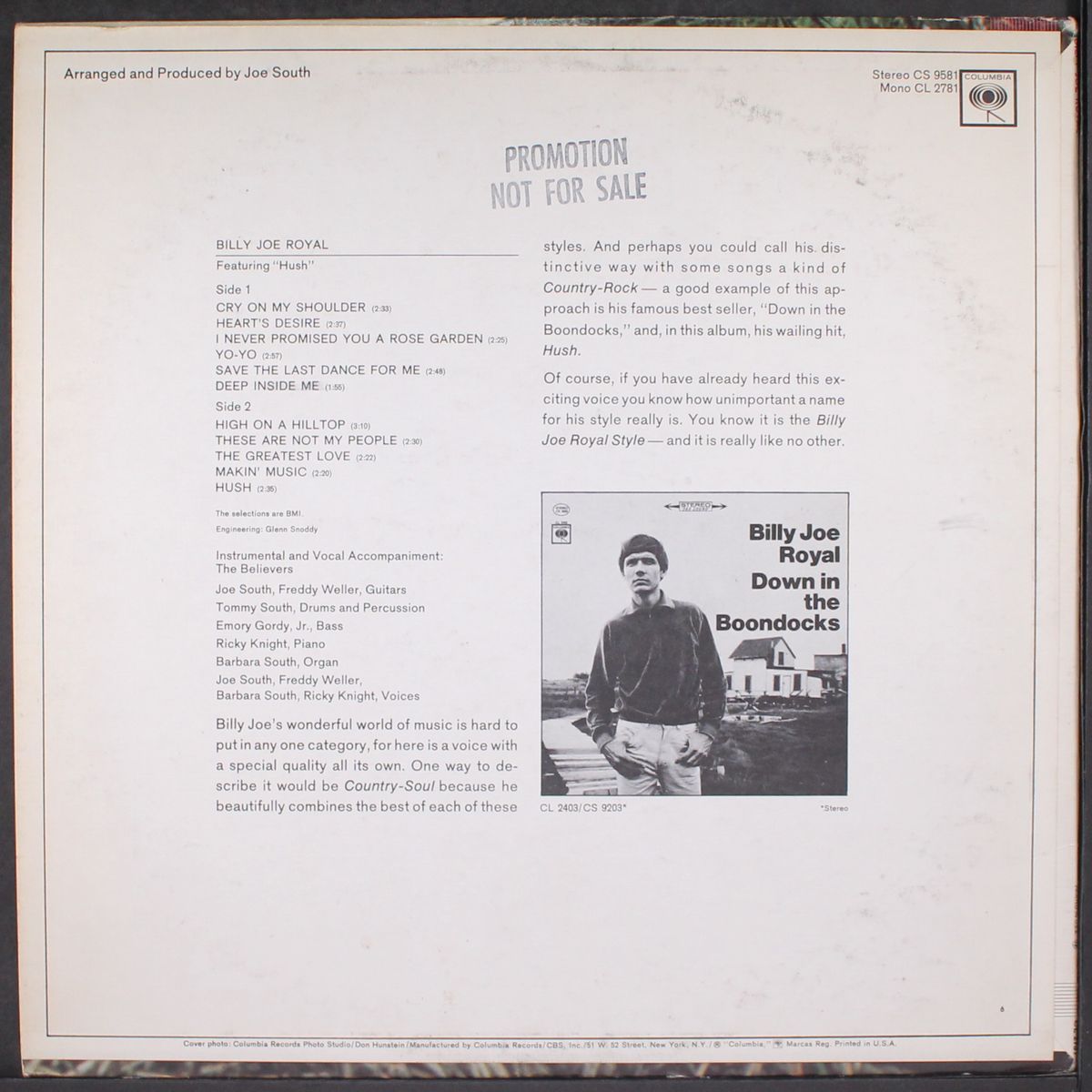 billy joe royal featuring hush by BILLY JOE ROYAL