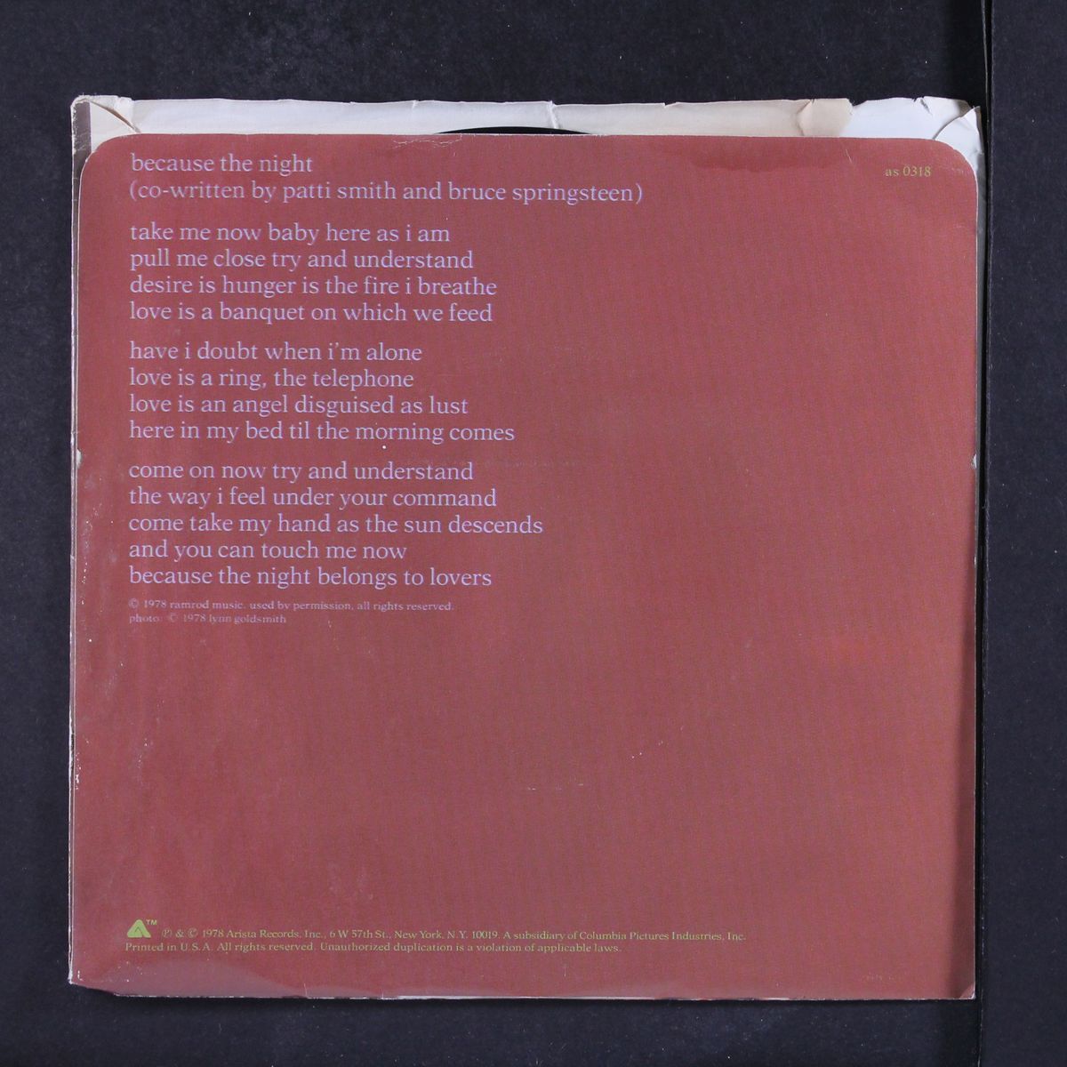 because the night / god speed by PATTI SMITH