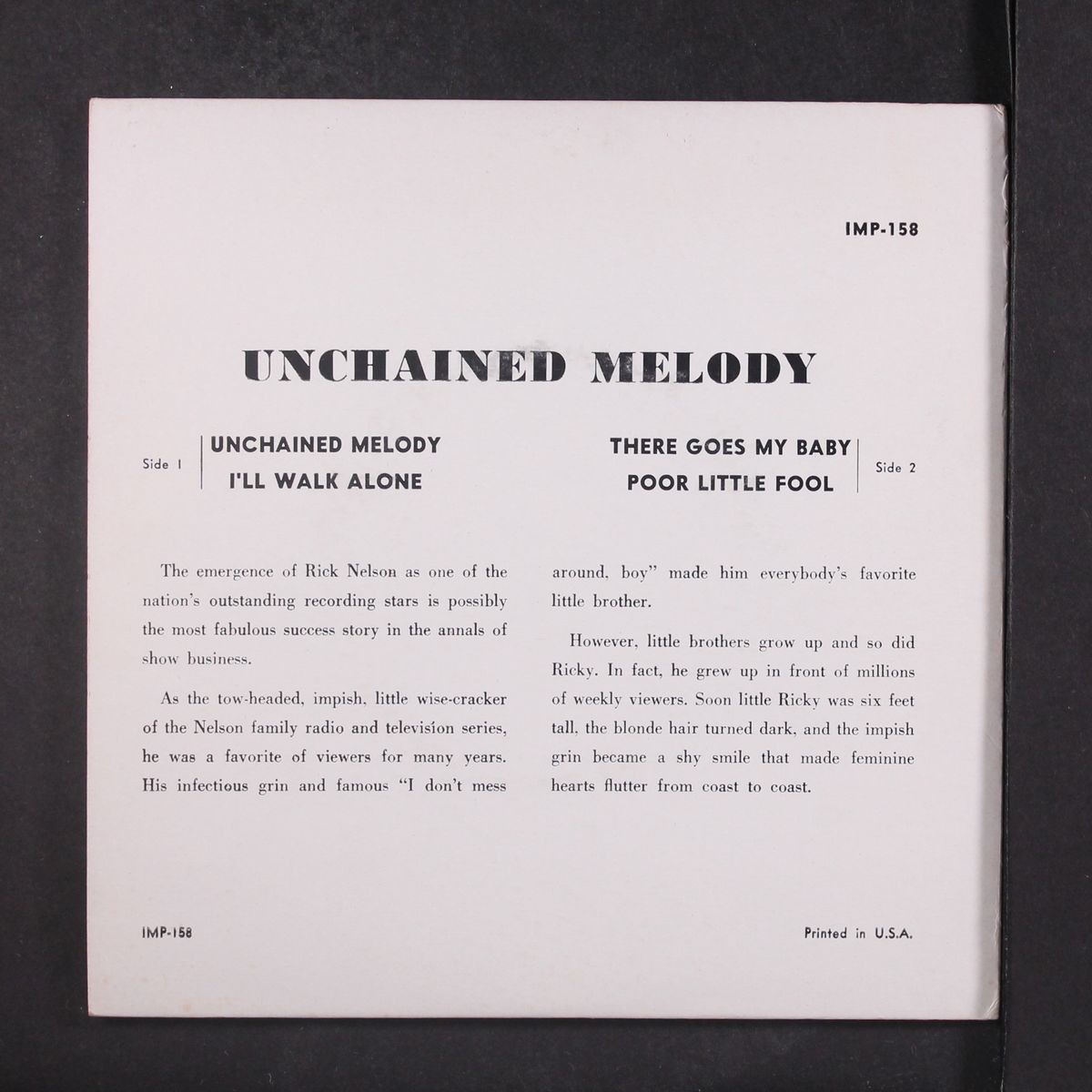 unchained melody + 3 by RICKY NELSON