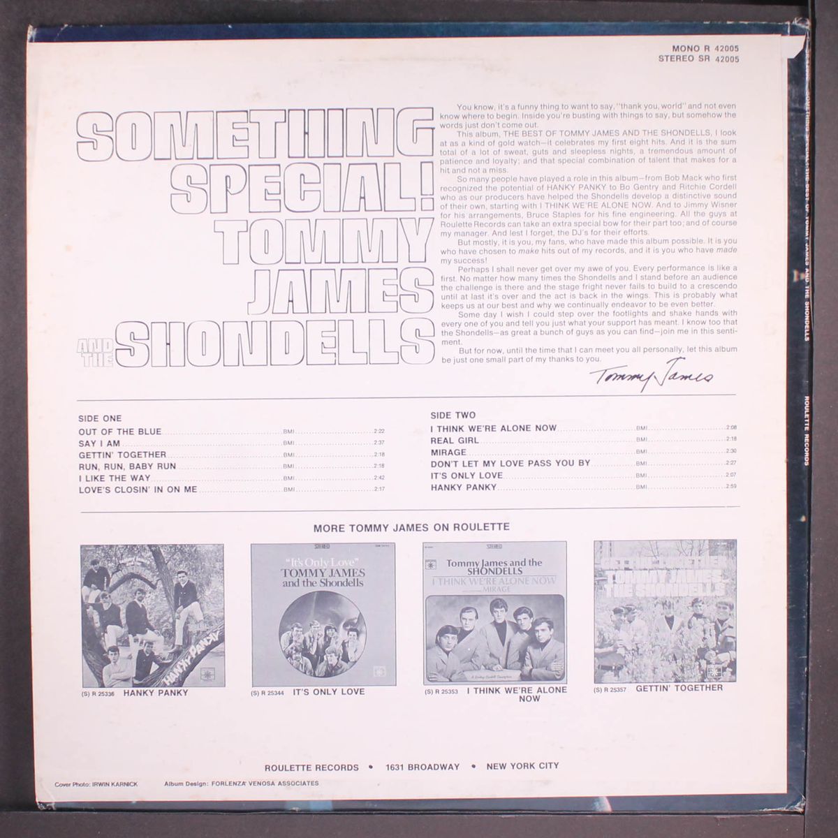 something special the best of by TOMMY JAMES & SHONDELLS