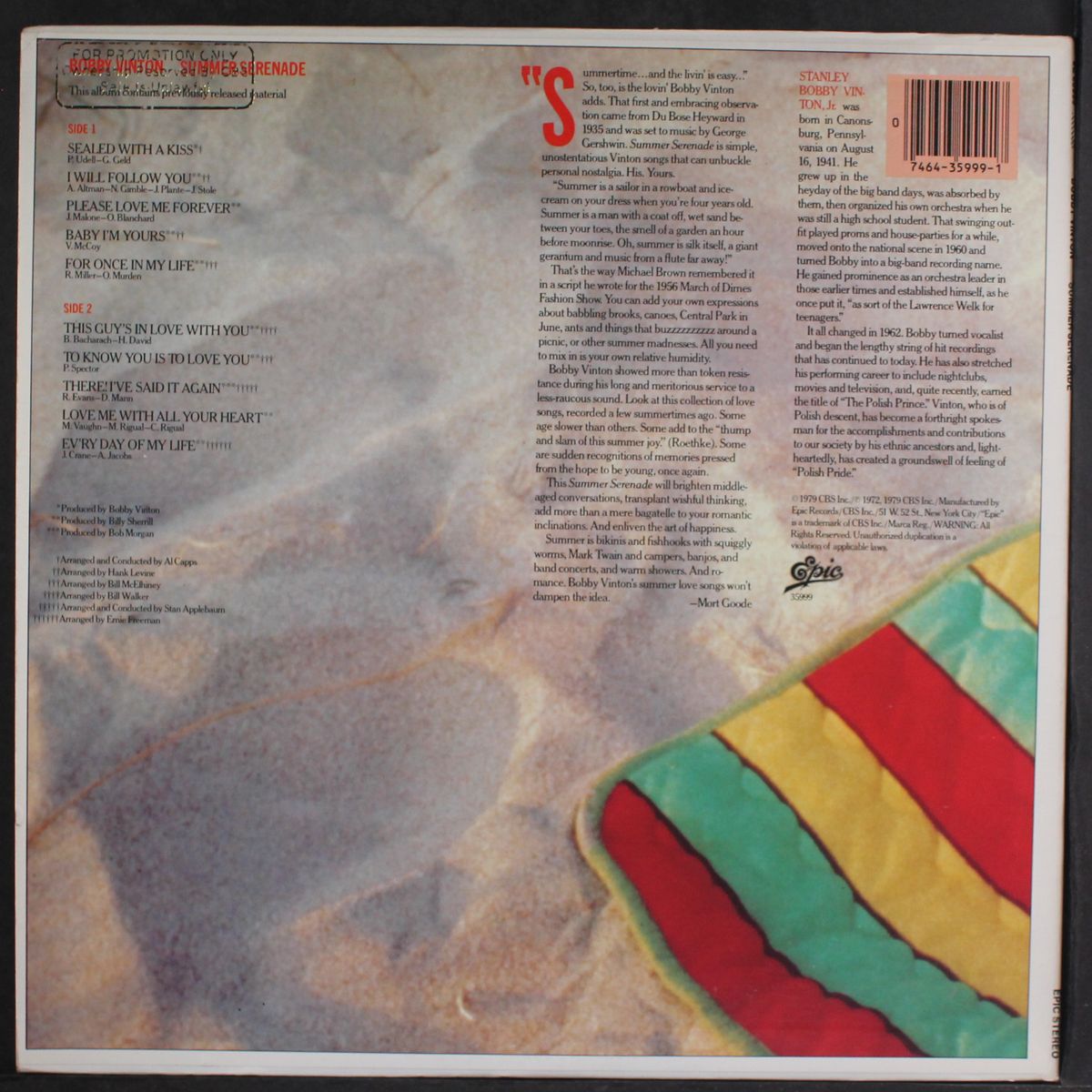 summer serenade by BOBBY VINTON