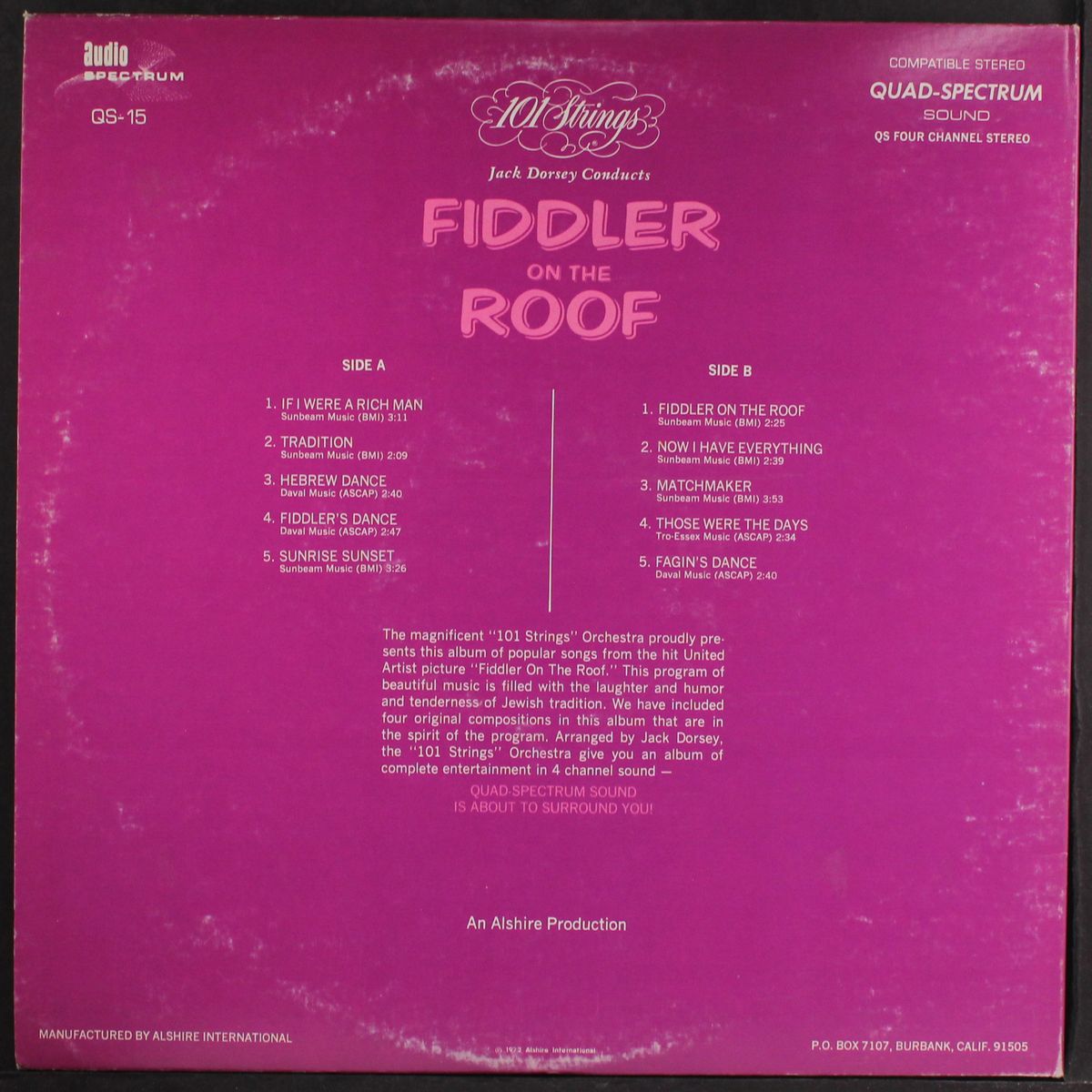 music from fiddler on the roof by 101 STRINGS