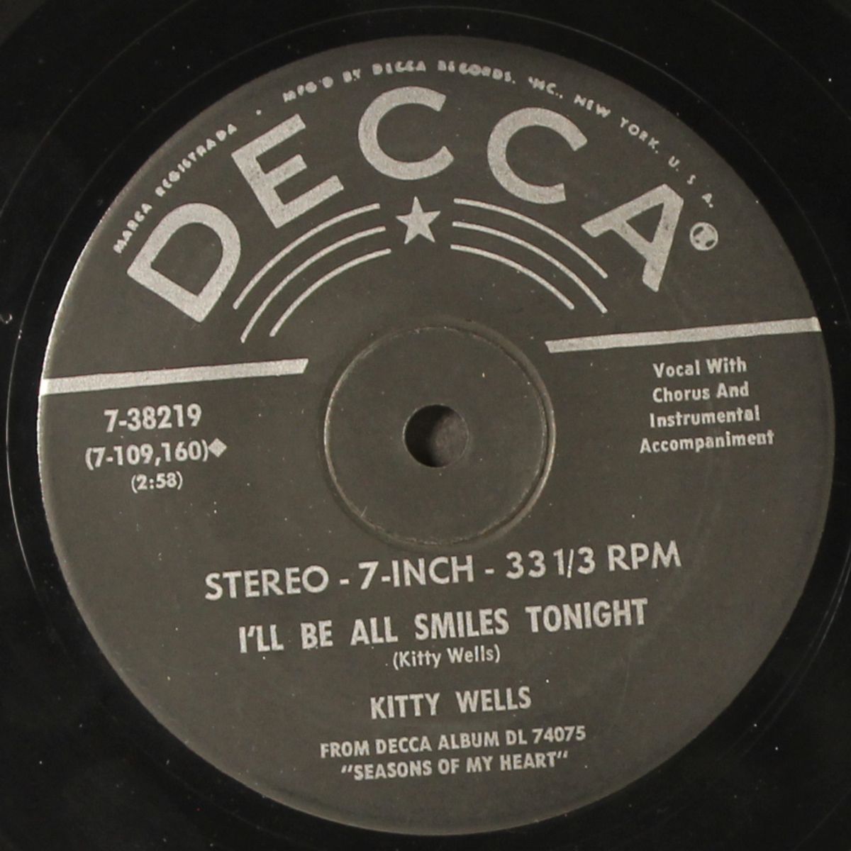 i'll be all smiles tonight / let me help you forget by KITTY WELLS