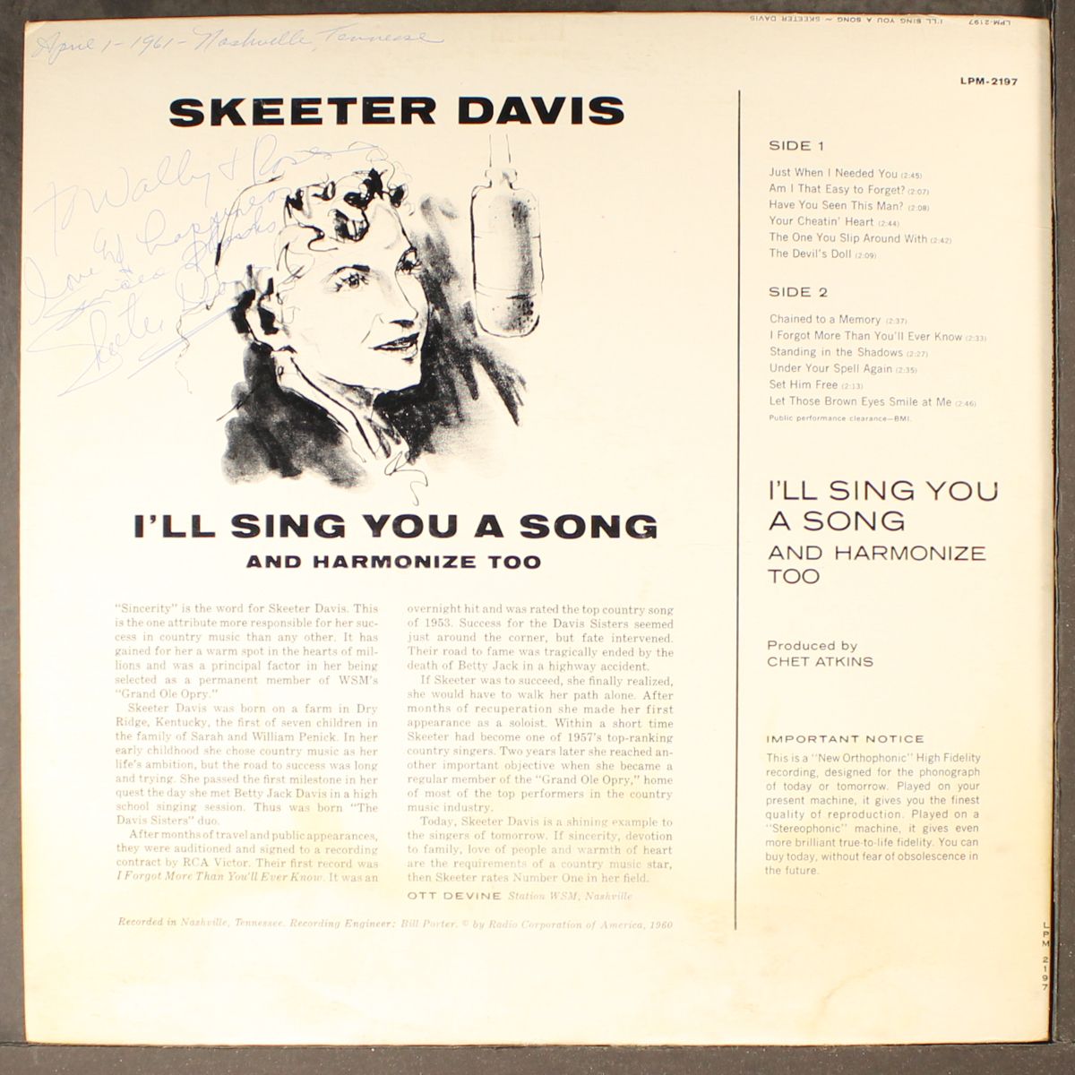 i'll sing you a song by SKEETER DAVIS