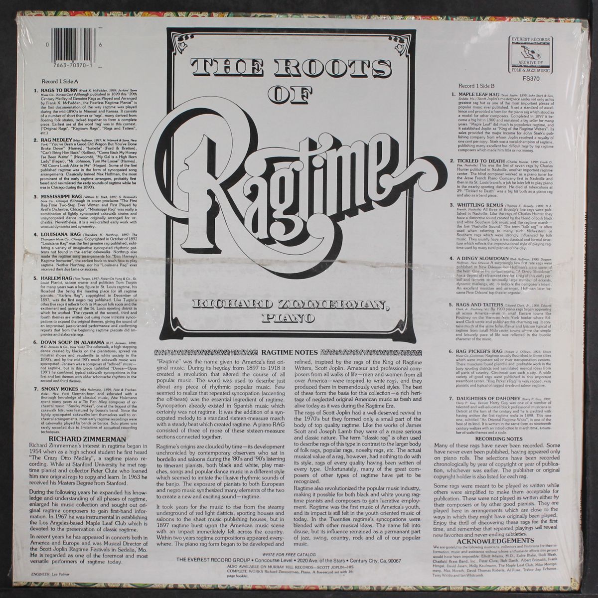 the roots of ragtime by RICHARD ZIMMERM,AN