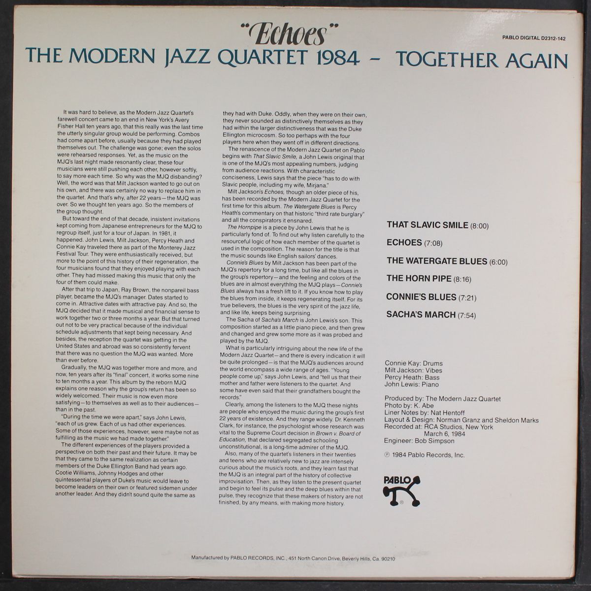echoes by MODERN JAZZ QUARTET 1984