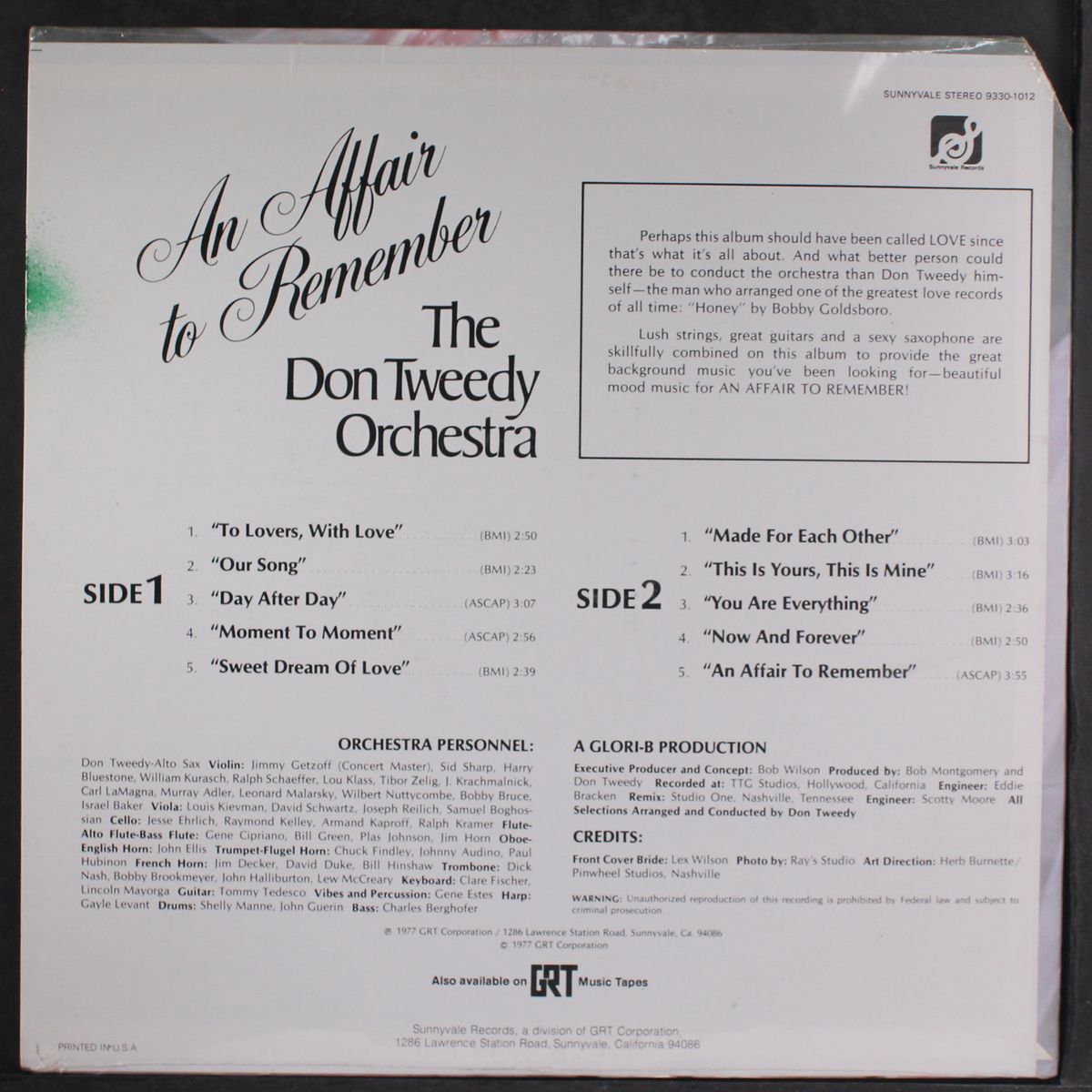 an affair to remember by DON TWEEDY ORCHESTRA