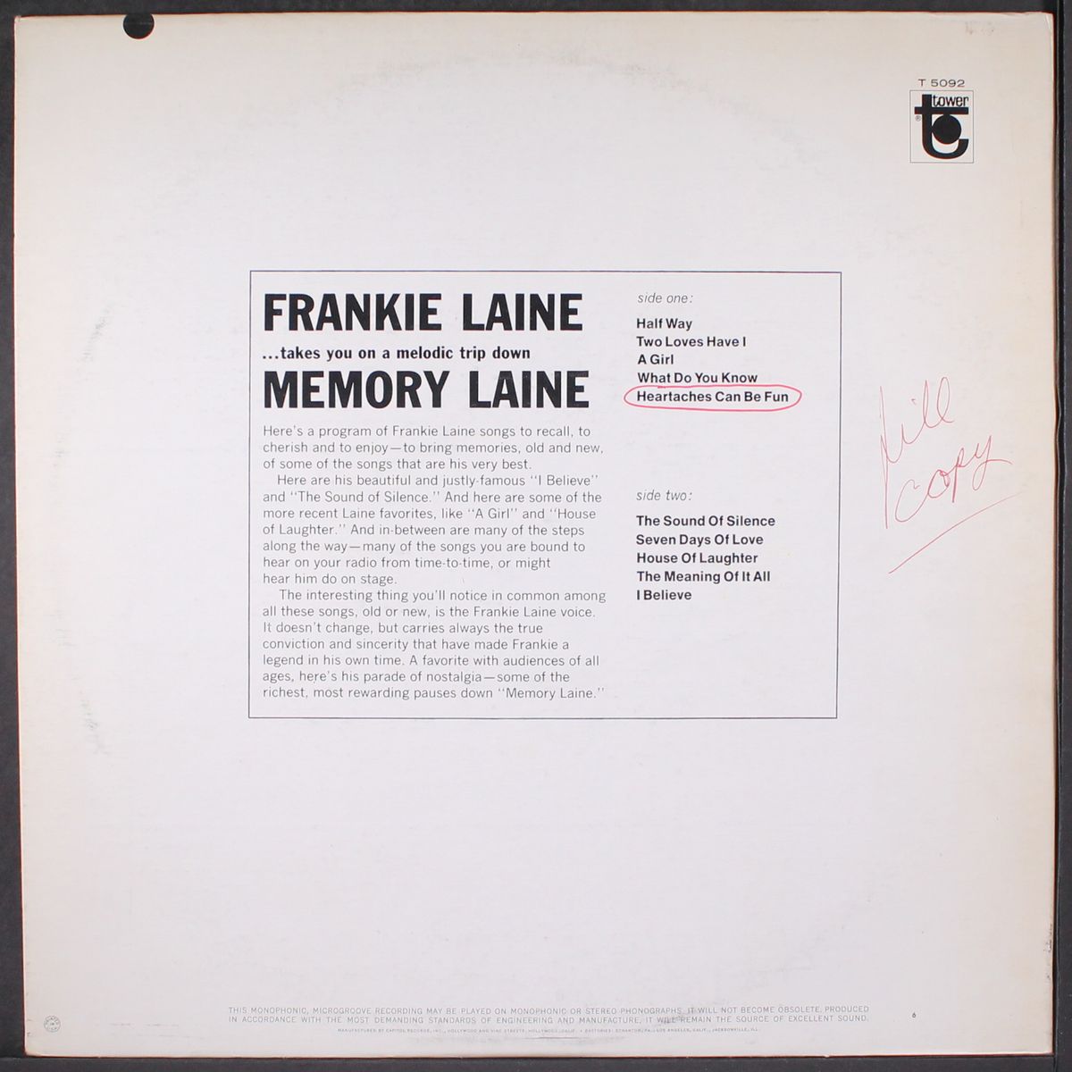 memory laine by FRANKIE LAINE
