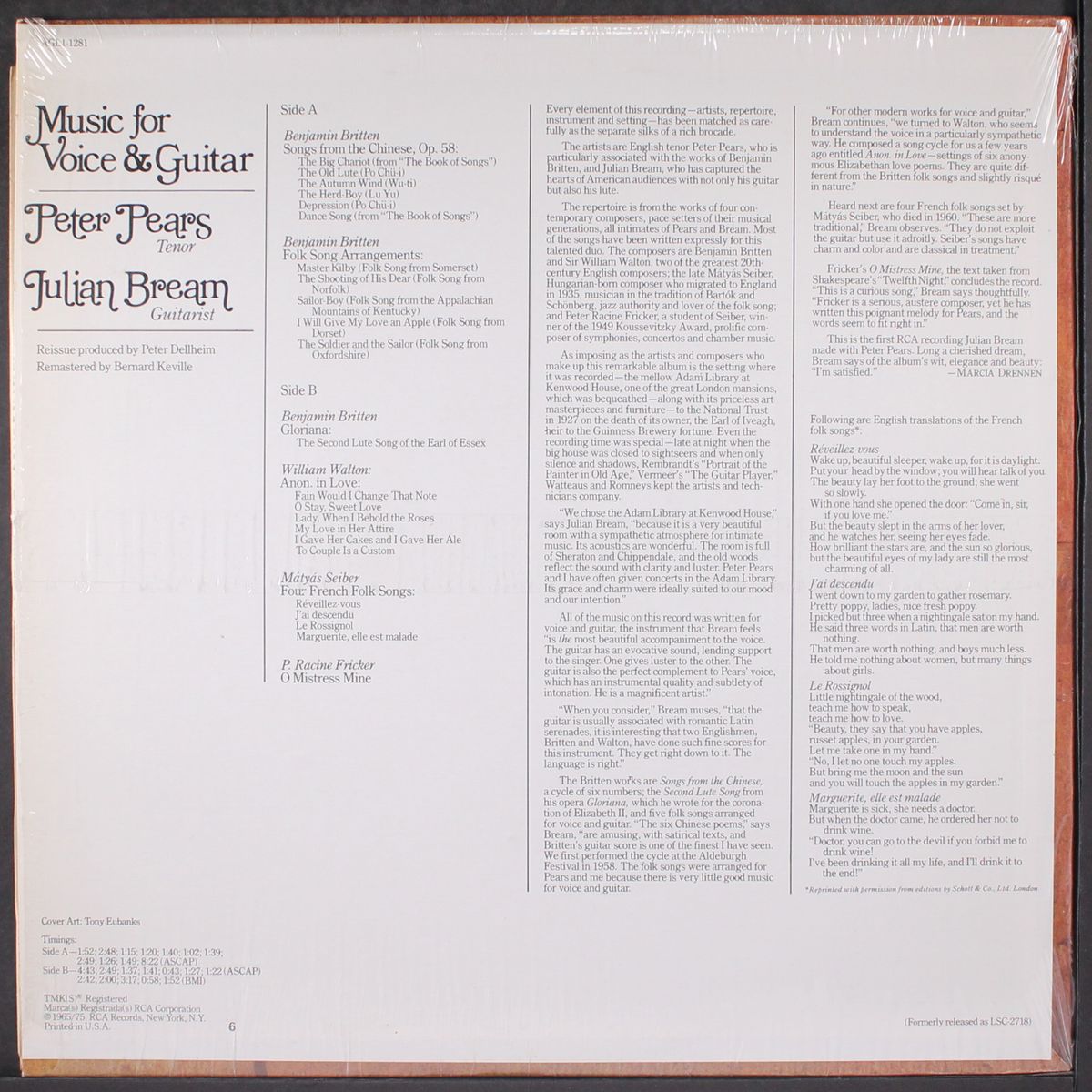 music for voice & guitar by JULIAN BREAM