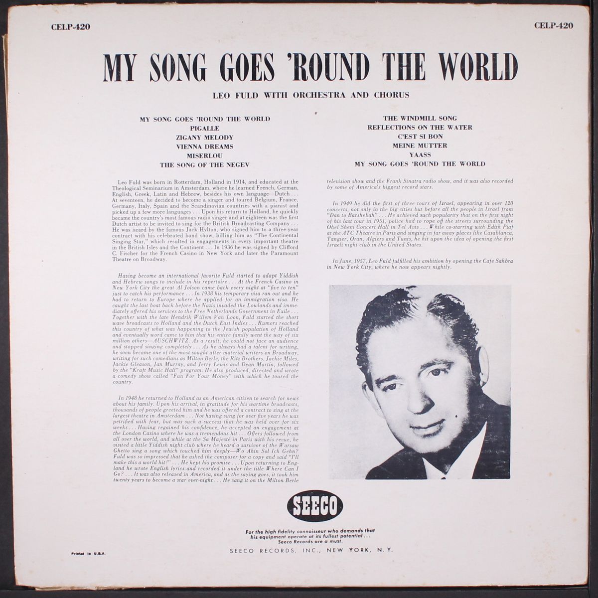 my song goes round the world by LEO FULD