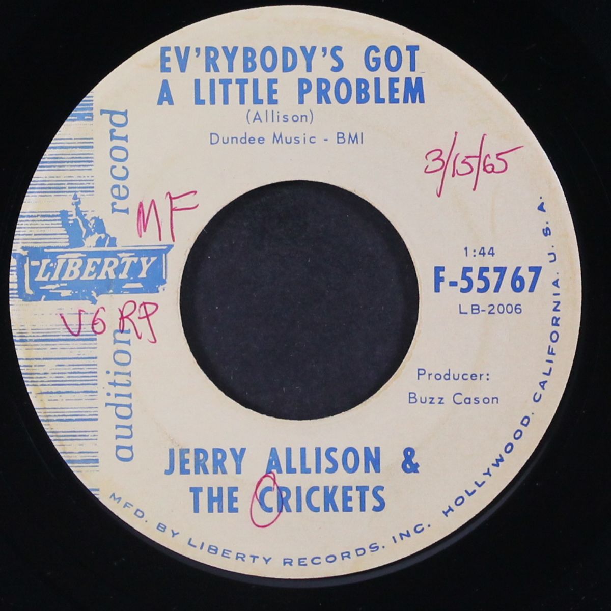 now hear this / everybody's got a little problem by JERRY ALLISON & CRICKETS