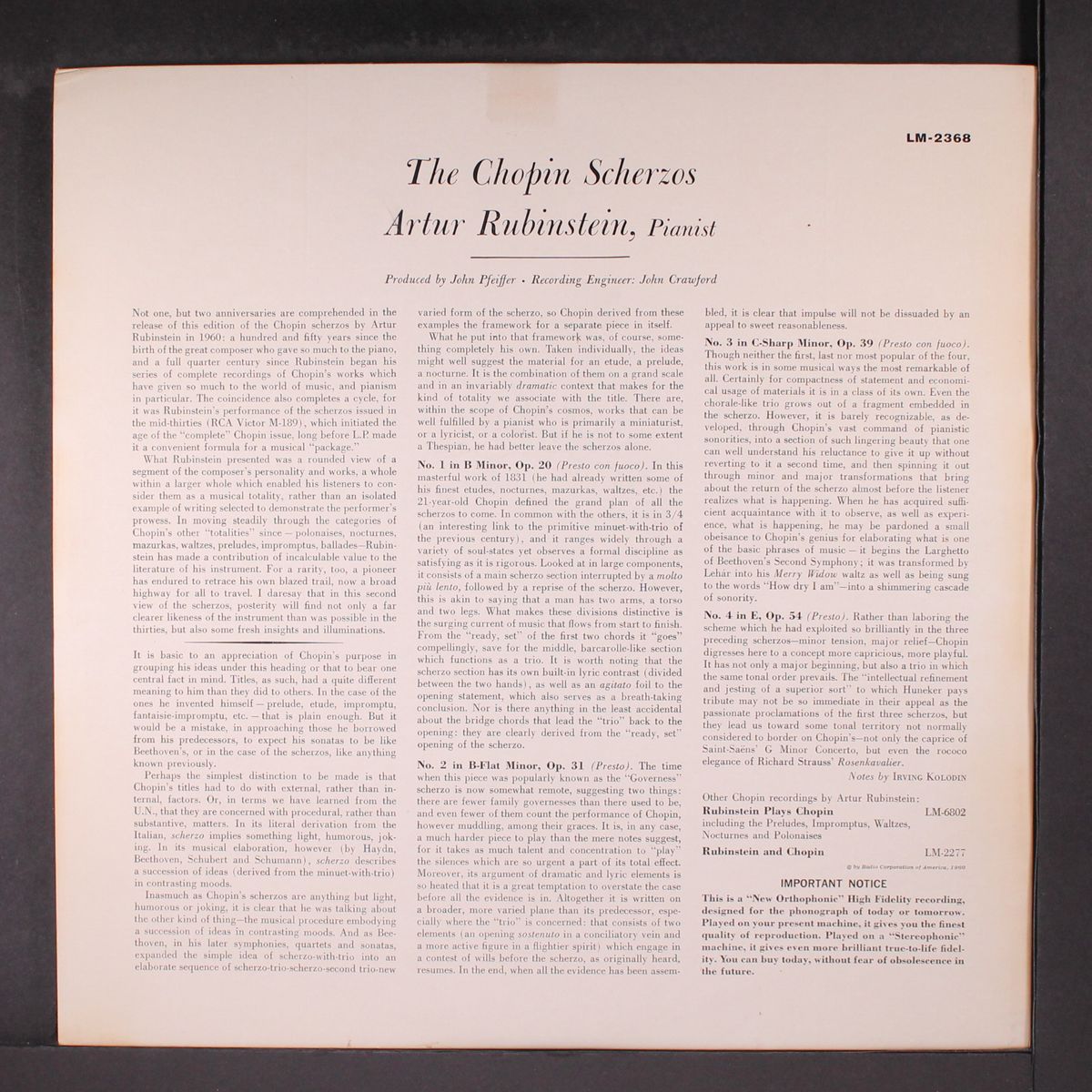 chopin: the scherzos by RUBINSTEIN