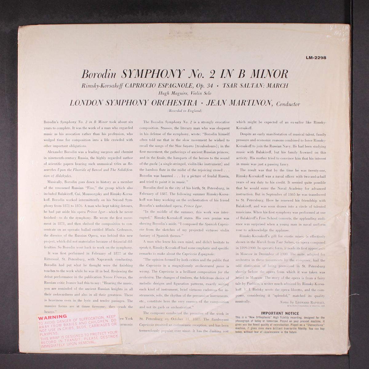 borodin: symphony no. 2 by JEAN MARTINON