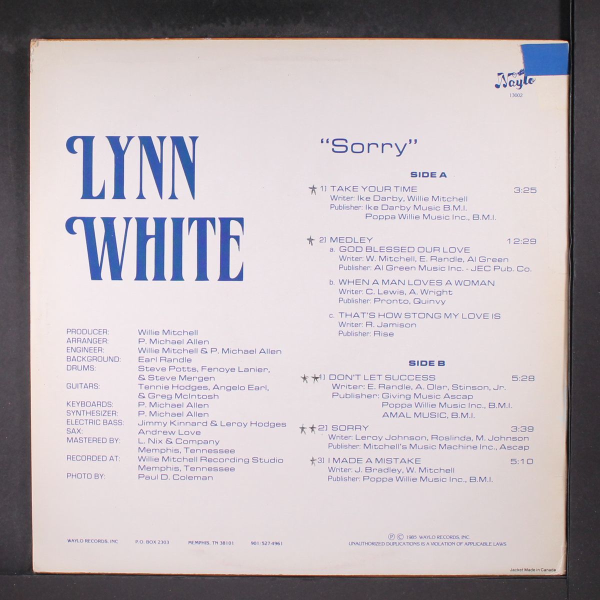 sorry by LYNN WHITE