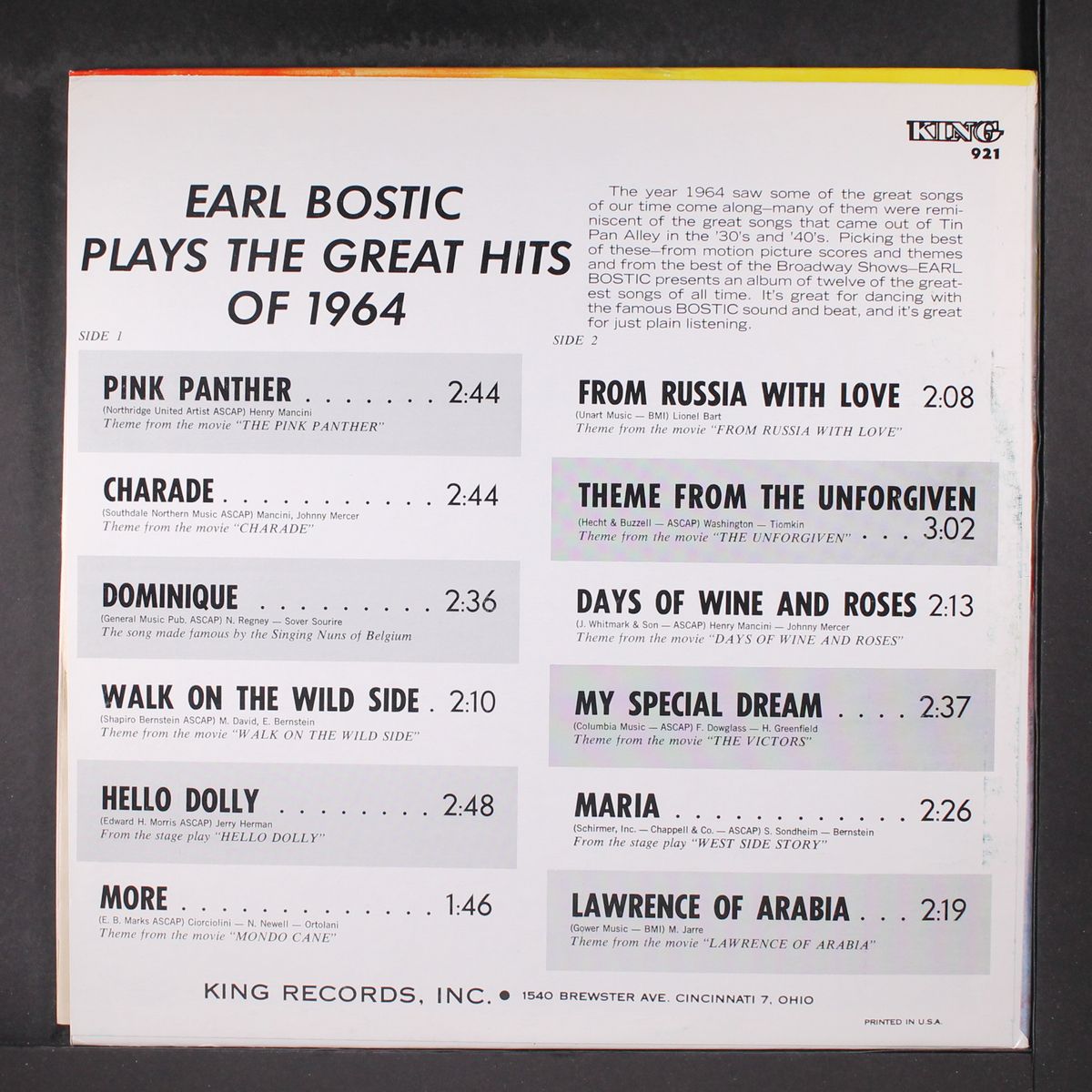 plays the great hits of 1964 by EARL BOSTIC