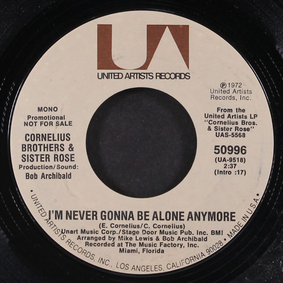 i'm never gonna be alone anymore / mono by CORNELIUS BROTHERS & SISTER ROSE