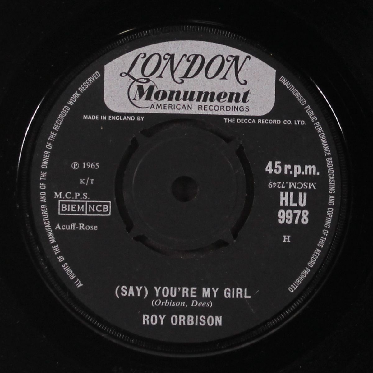 (say) you're my girl / sleepy hollow by ROY ORBISON