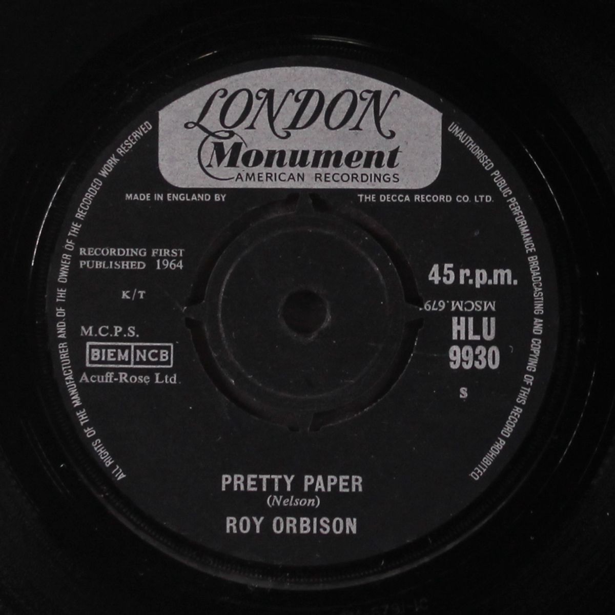 pretty paper / summersong by ROY ORBISON