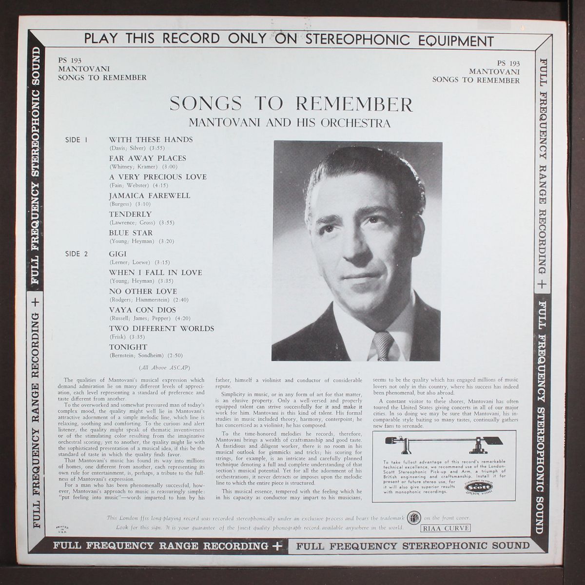 songs to remember by MANTOVANI