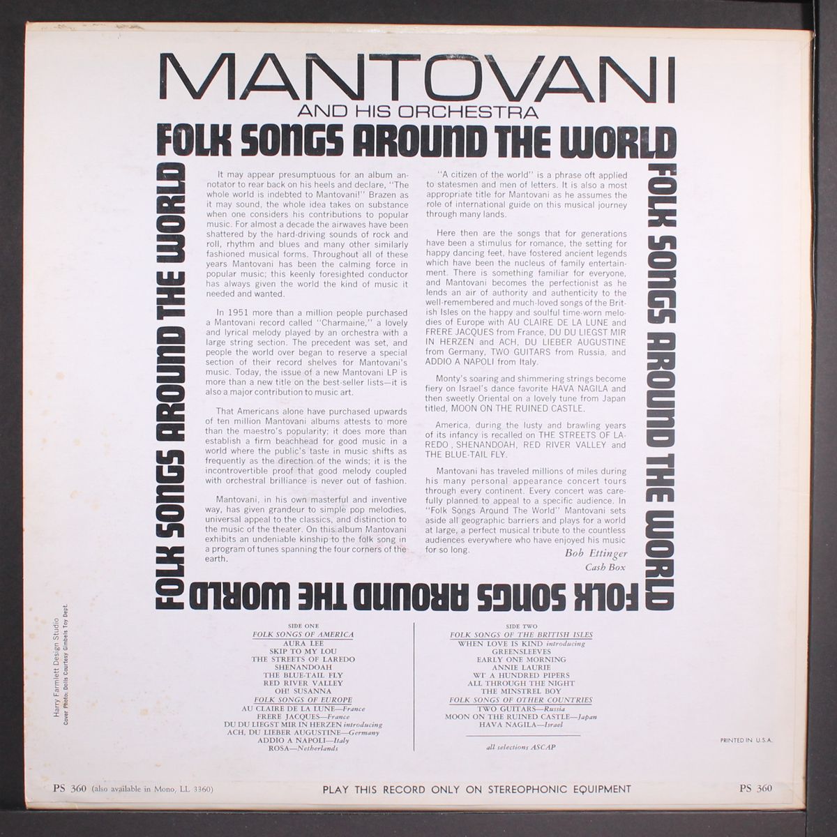 folk songs around the world by MANTOVANI