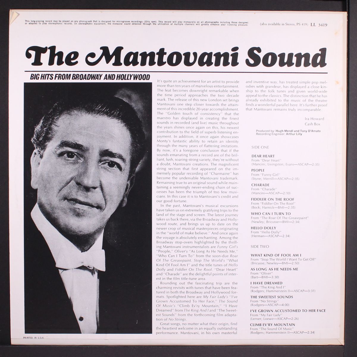 big hits from broadway & hollywood by MANTOVANI