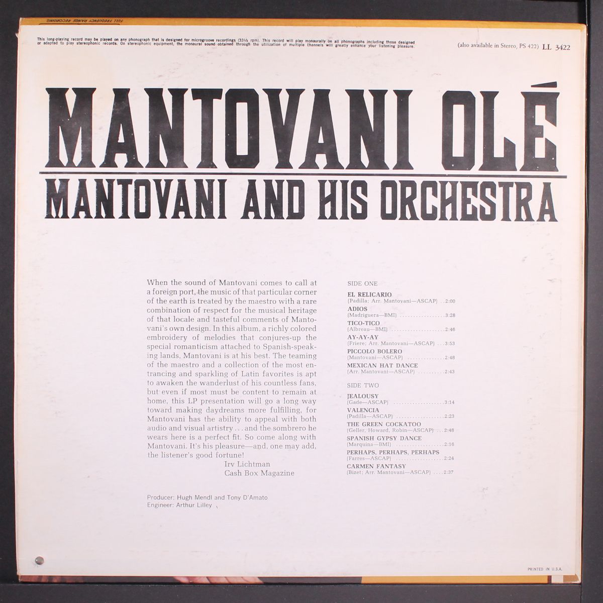 mantovani ole' by MANTOVANI