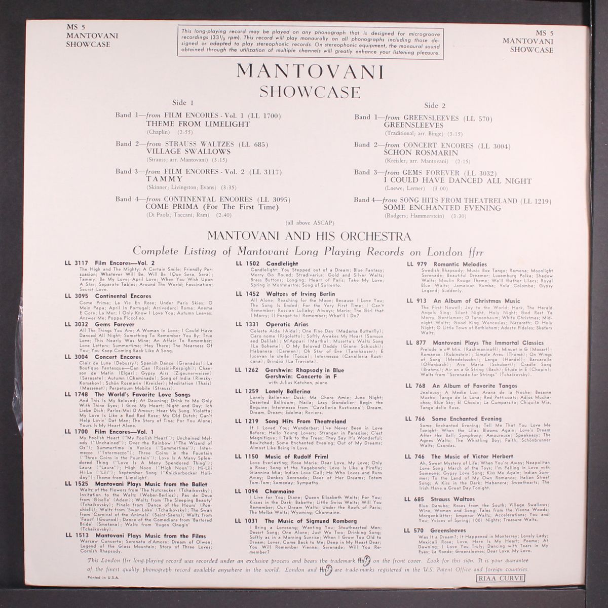 showcase by MANTOVANI