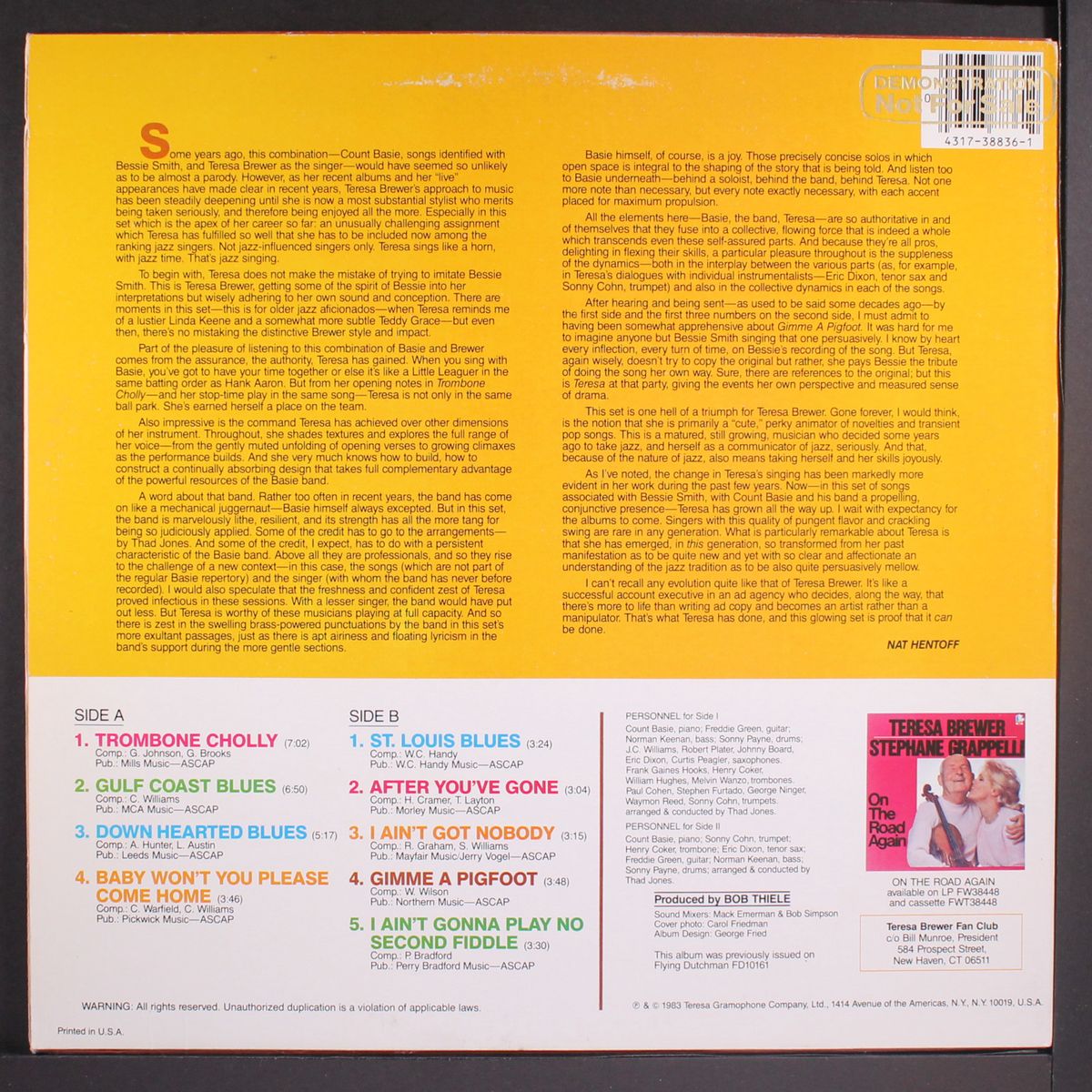 the songs of bessie smith by TERESA BREWER & COUNT BASIE