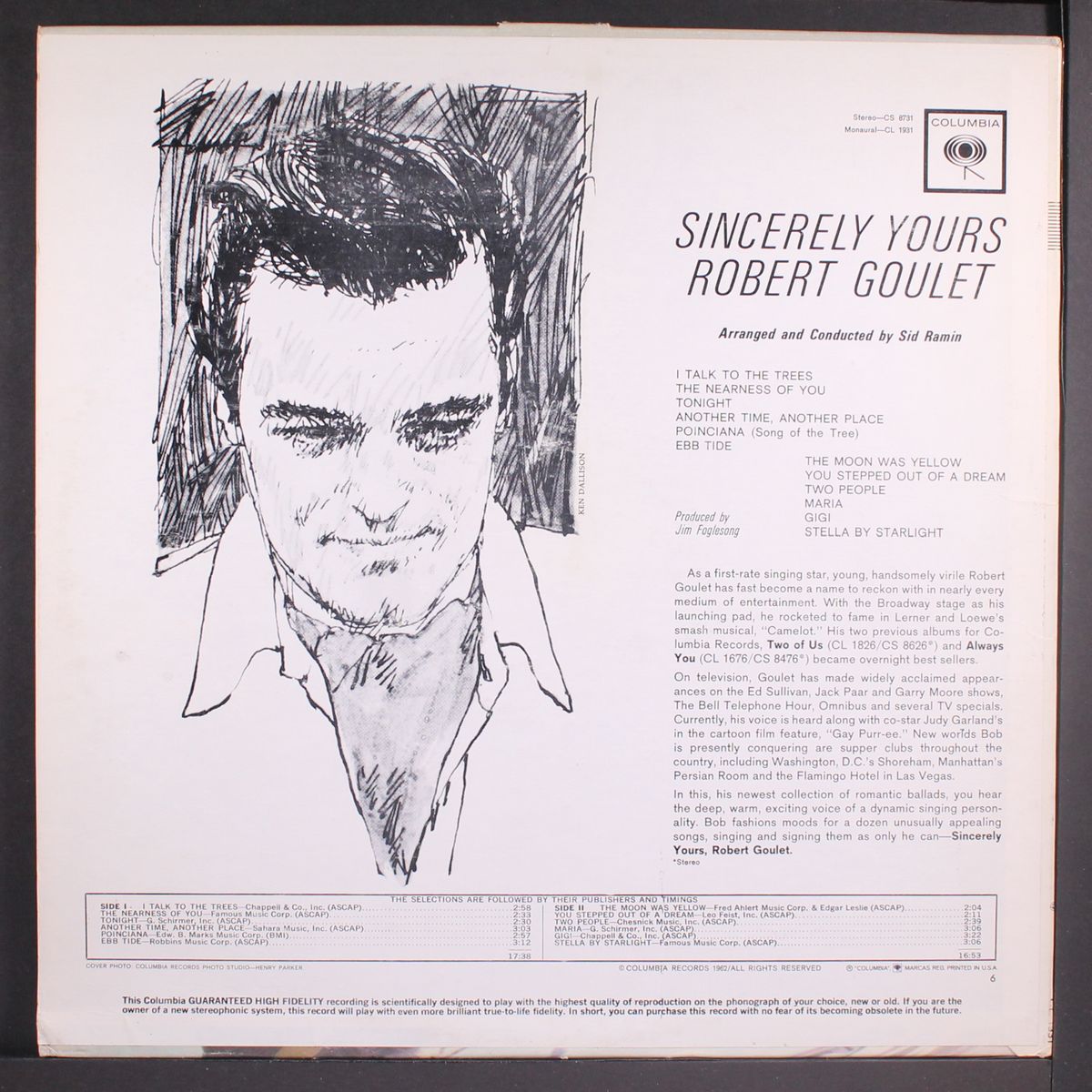 sincerely yours... by ROBERT GOULET