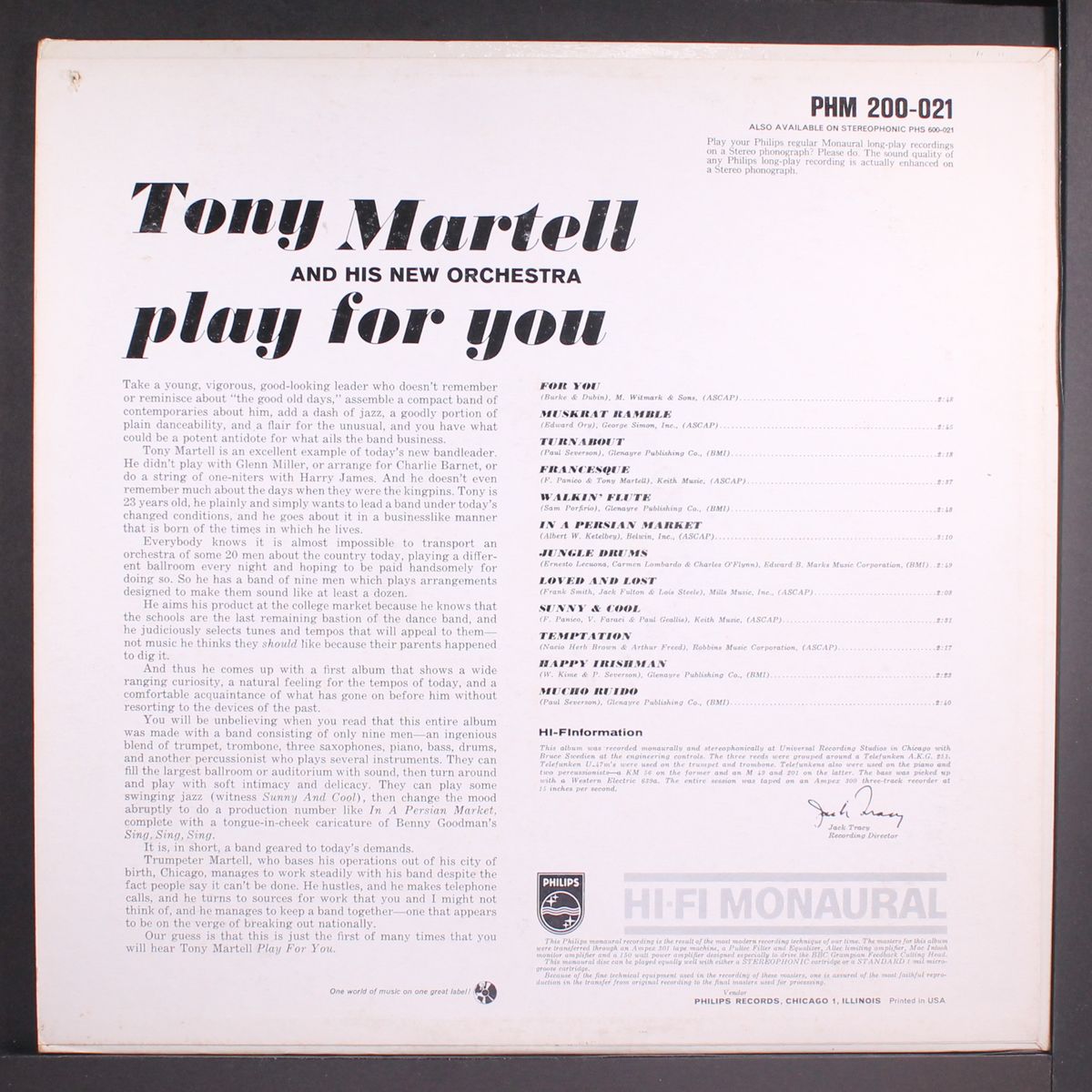 play for you by TONY MARTELL
