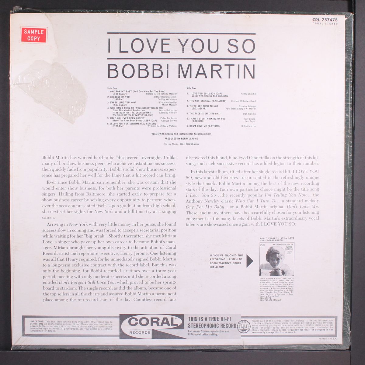 i love you so by BOBBI MARTIN