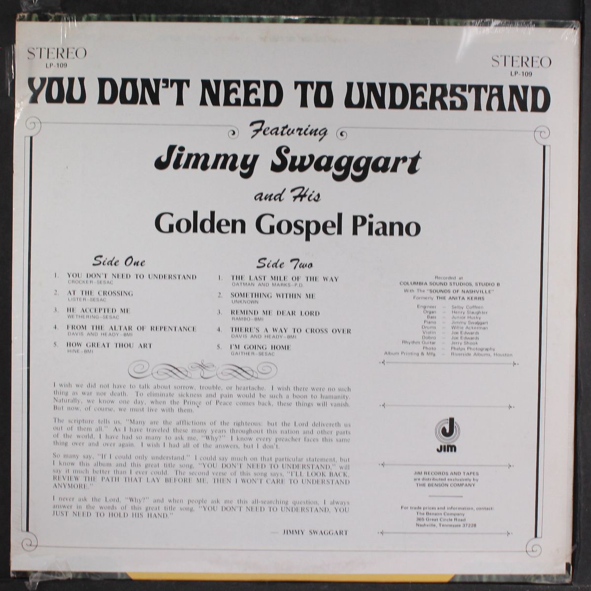you don't need to understand by JIMMY SWAGGART