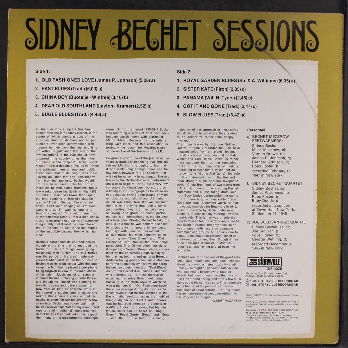 sessions by SIDNEY BECHET