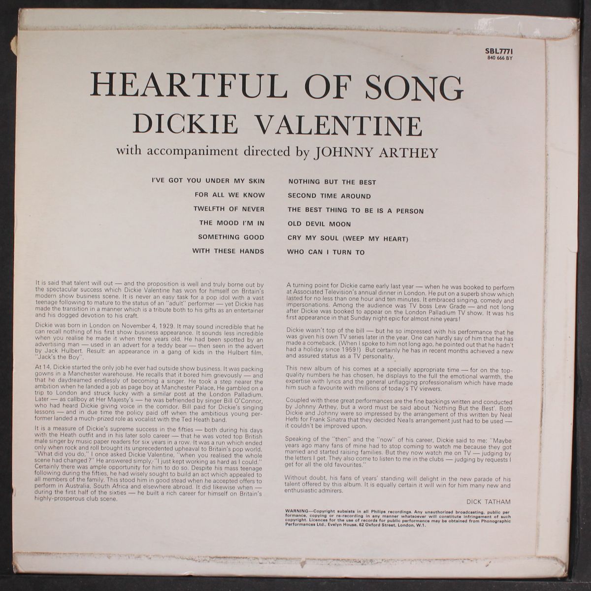 heartfull of song by DICKIE VALENTINE