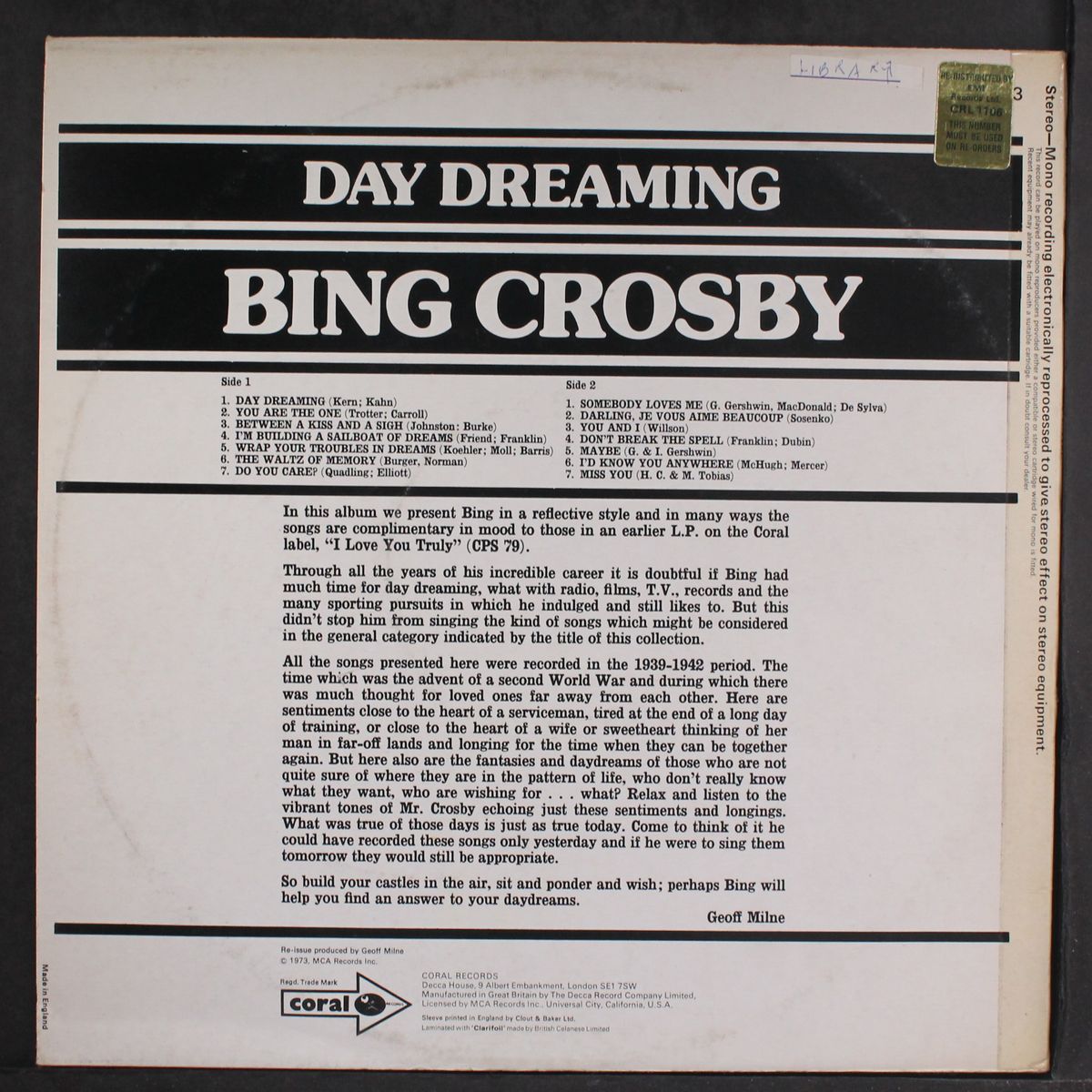 day dreaming by BING CROSBY