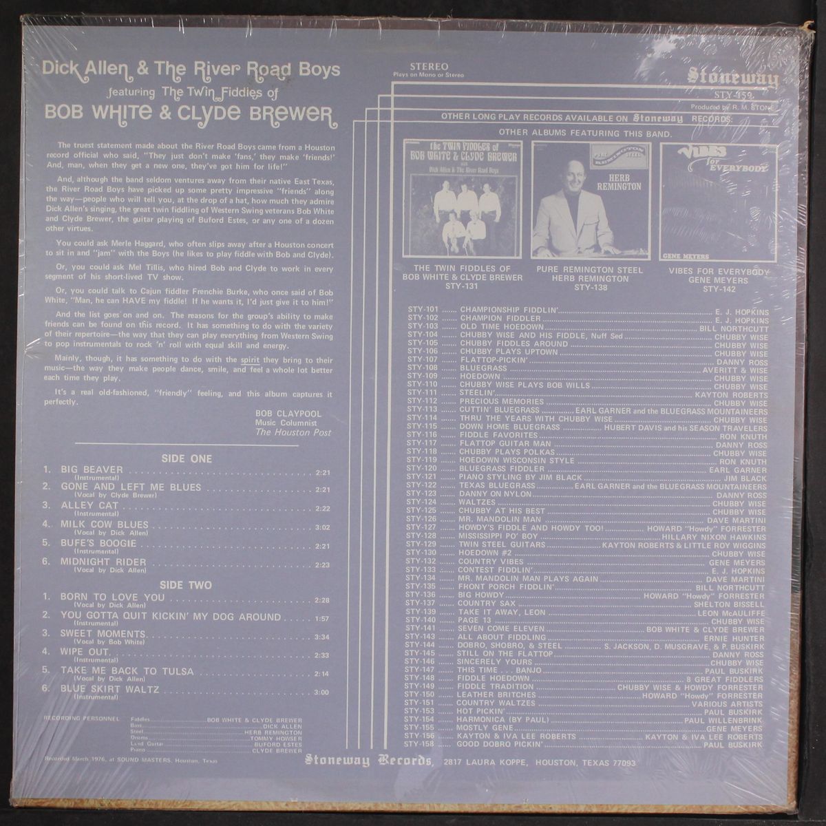 featuring the twin fiddles of bob white & clyde brewer by DICK ALLEN & RIVER ROAD BOYS