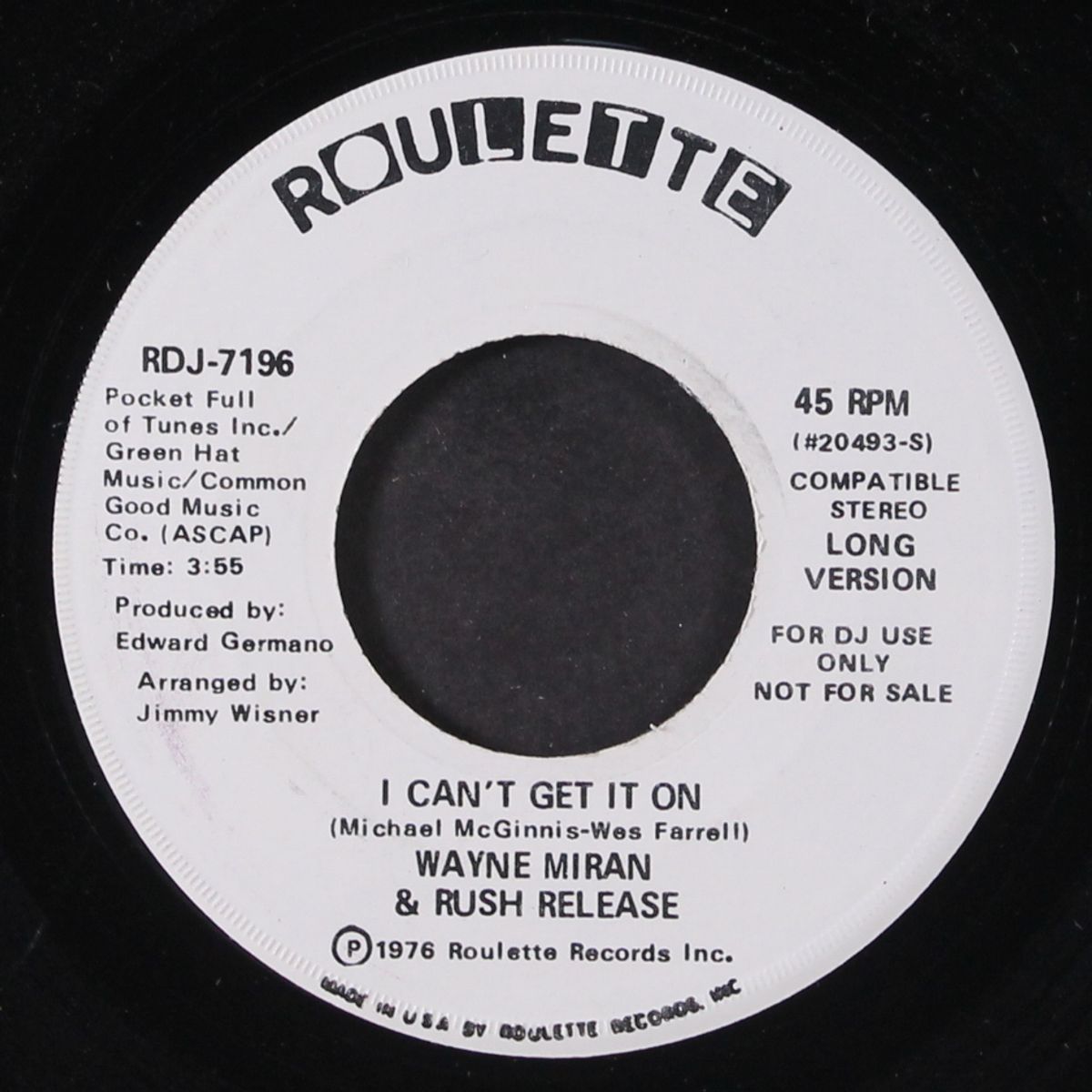 i can't get it on / short by WAYNE MIRAN & RUSH RELEASE