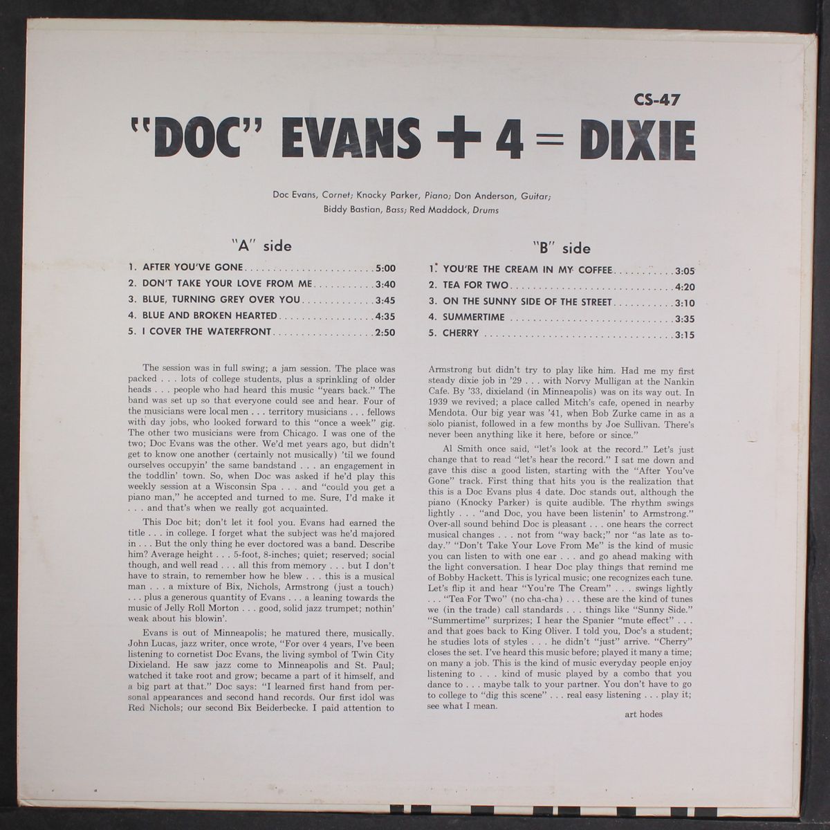 "doc" + 4 = dixie by DOC EVANS