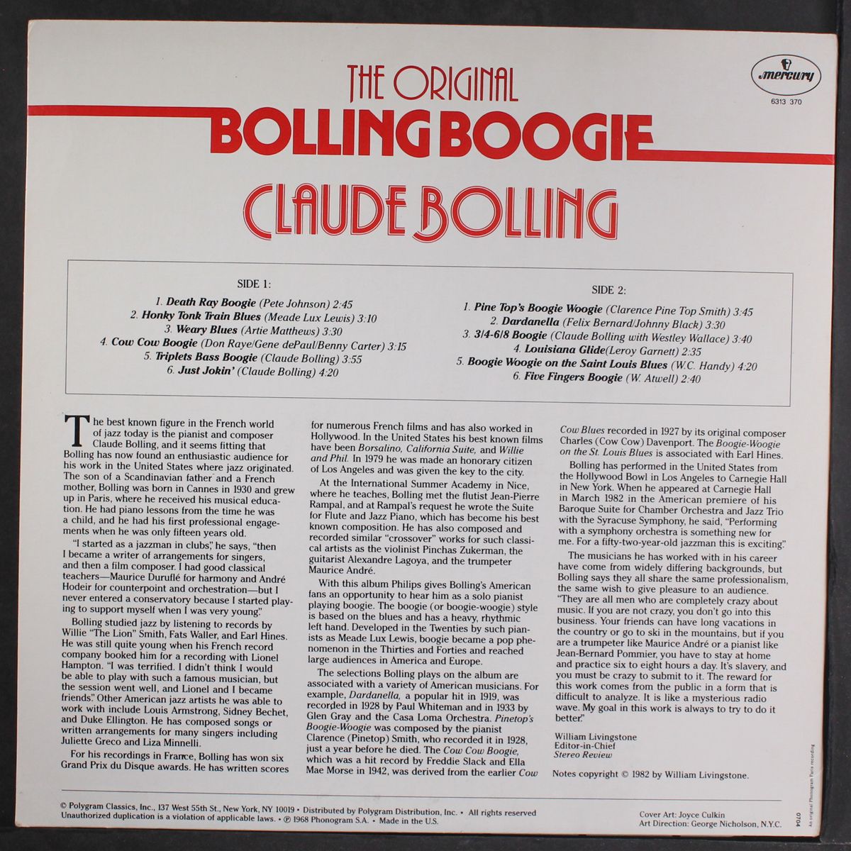 the original bolling boogie by CLAUDE BOLLING