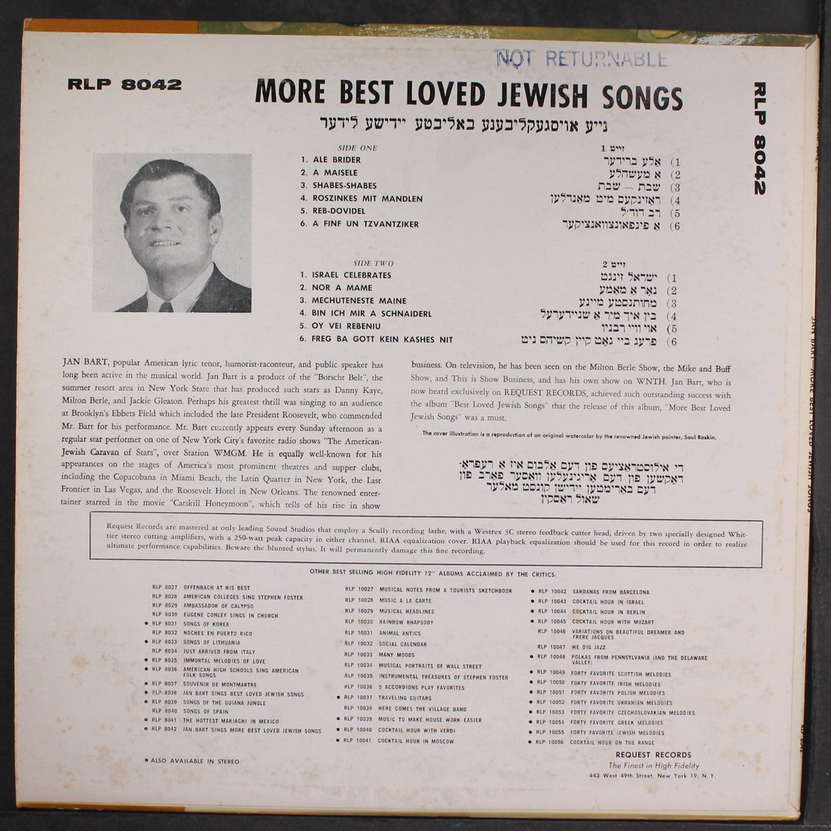 more best loved jewish songs by JAN BART