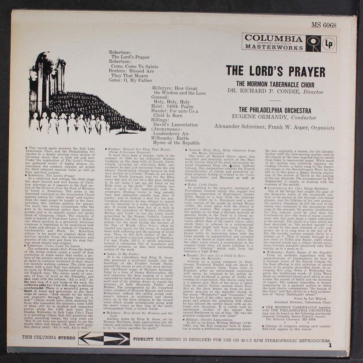 the lord's prayer by MORMON TABERNACLE CHOIR