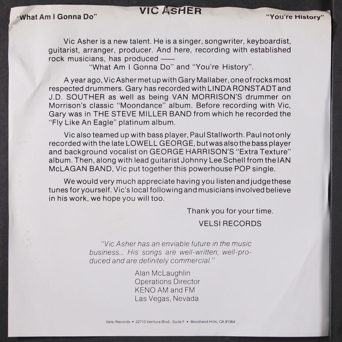 what am i gonna do / you're history by VIC ASHER